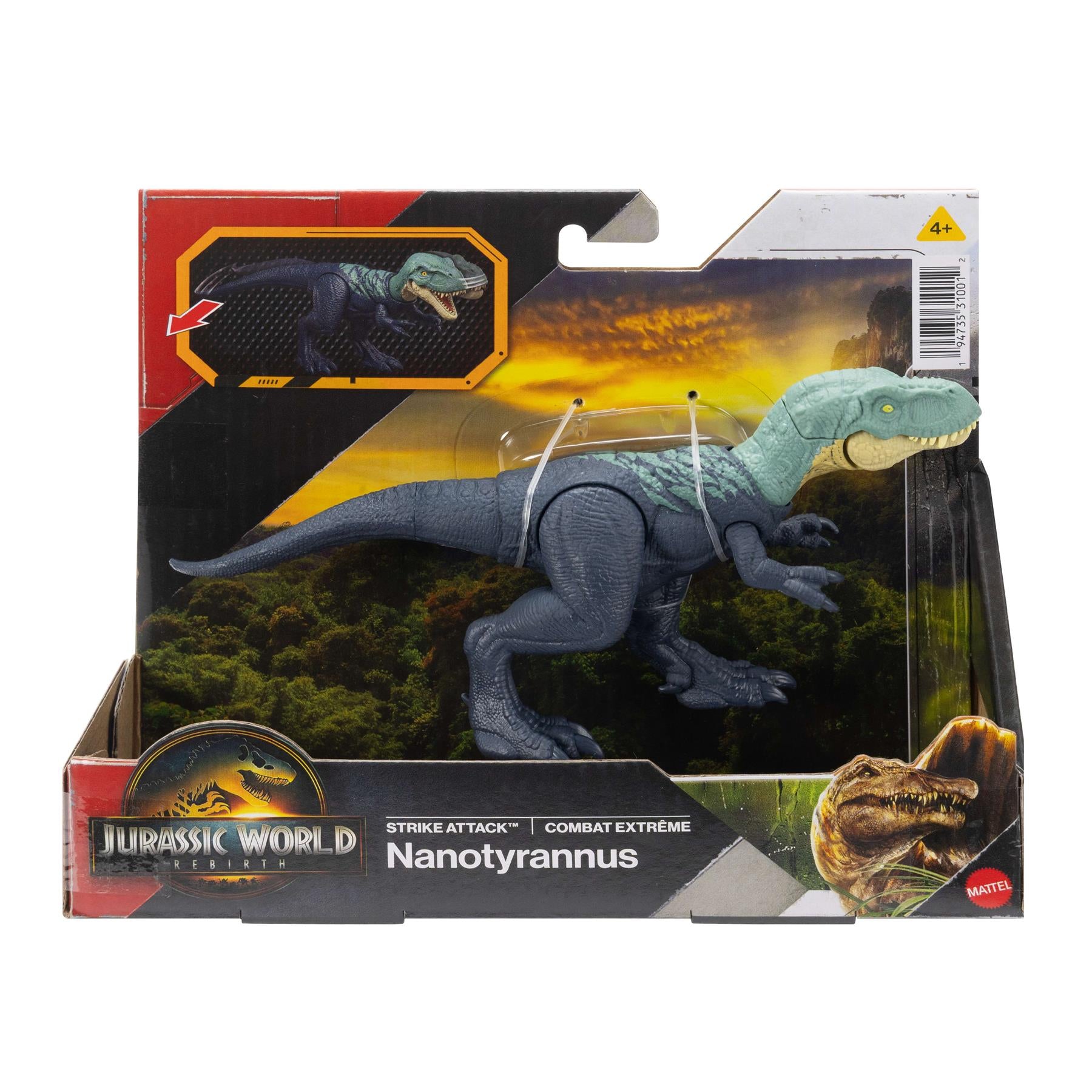 Jurassic World Rebirth Strike Attack Dinosaur Toy - Nanotyrannus
