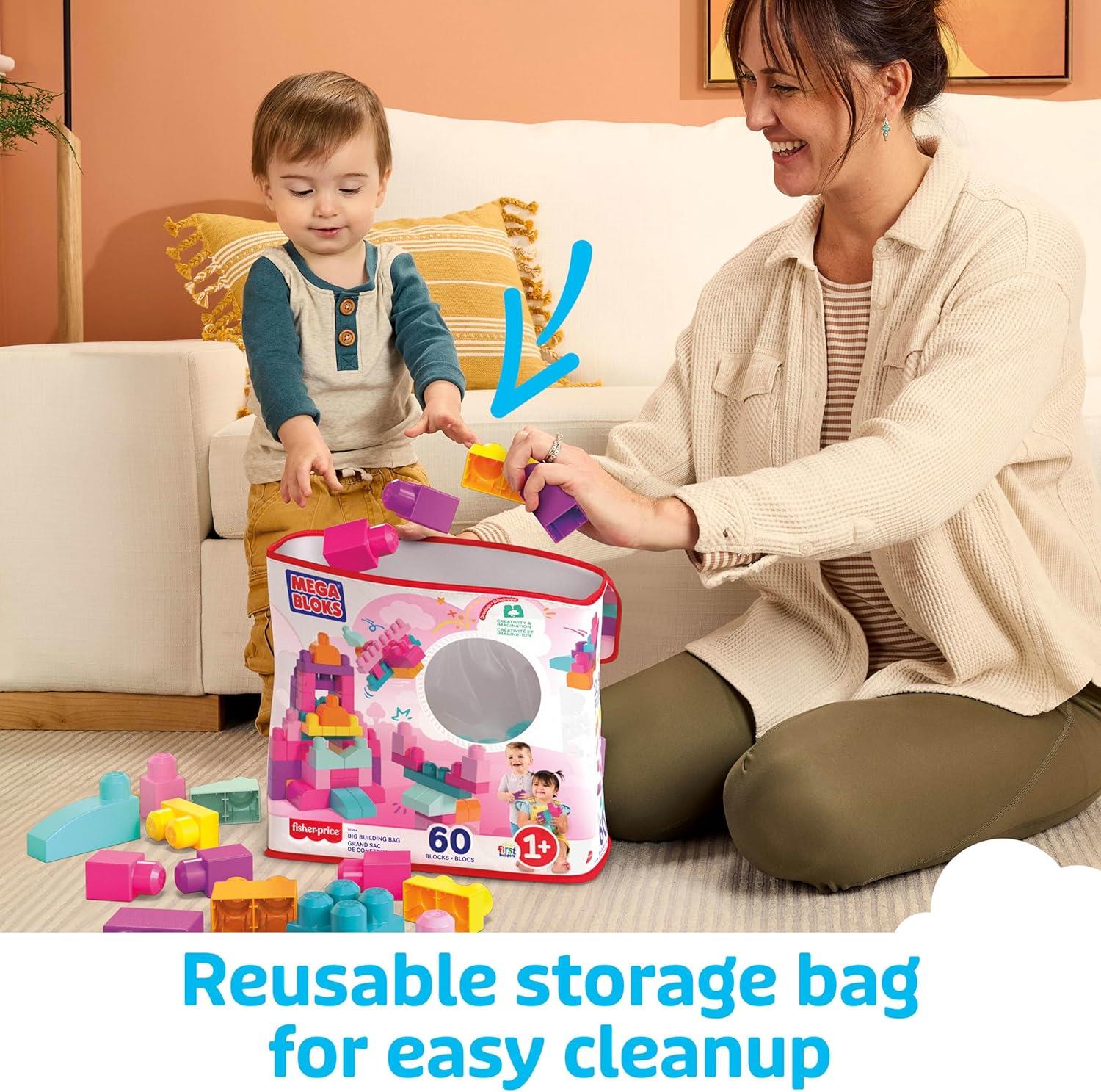 MEGA Bloks 60 Piece Big Building Bag - Pink