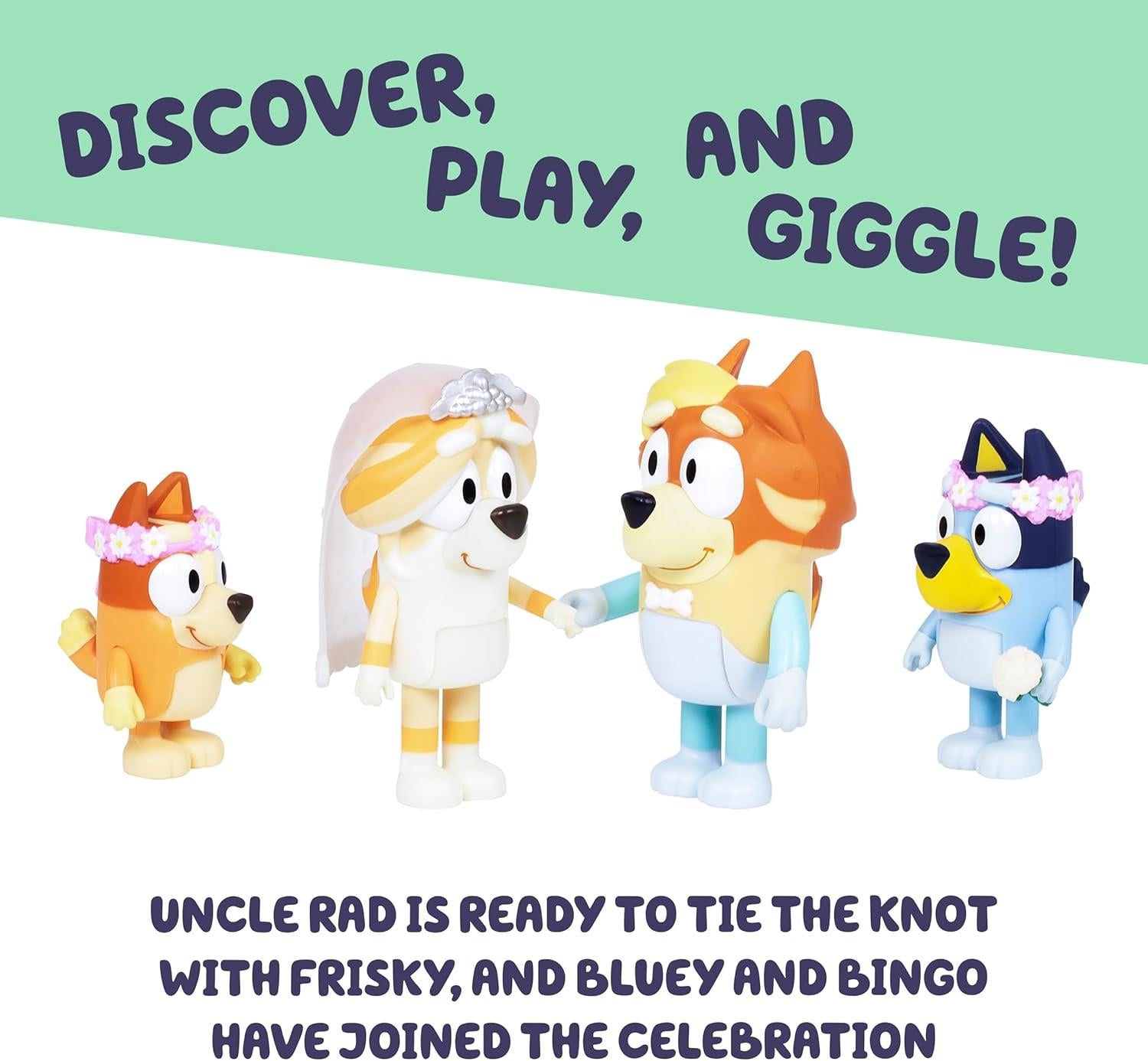 Bluey Wedding Time Figure Pack 4 Character Figures Playset