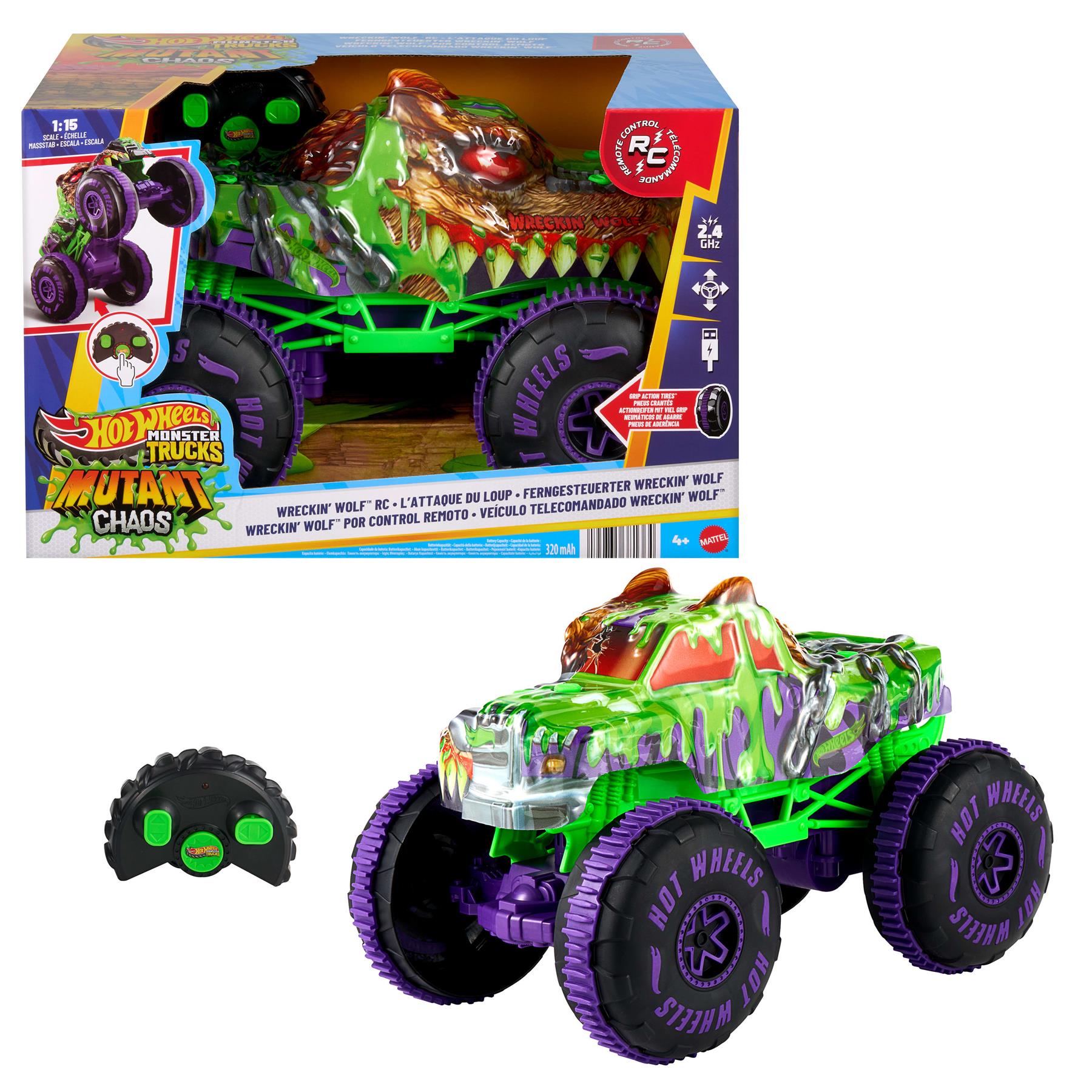 Hot Wheels Monster Trucks RC 1:15 Mutant Wreckin Wolf