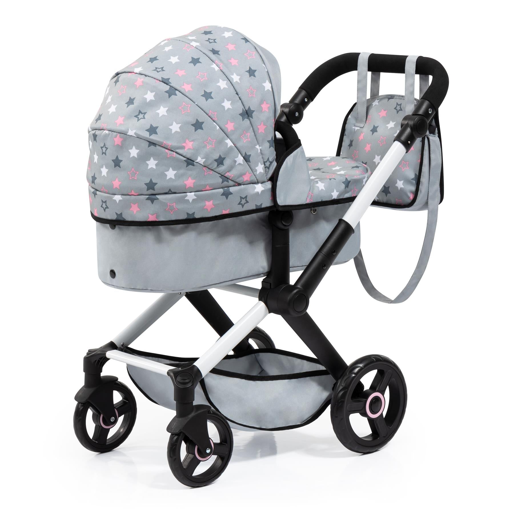 Bayer Dolls Pram Xeo - Pink and Grey stars