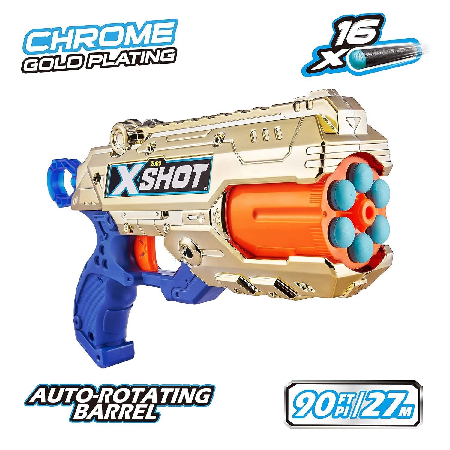 Zuru X-Shot 6 Pack Combo Golden Reflex 6 & Kickback Blasters & Foam Darts