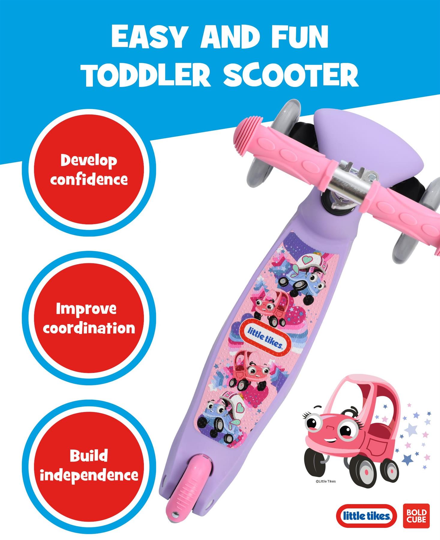Little Tikes Kids 3 Wheel Scooter - Purple & Pink