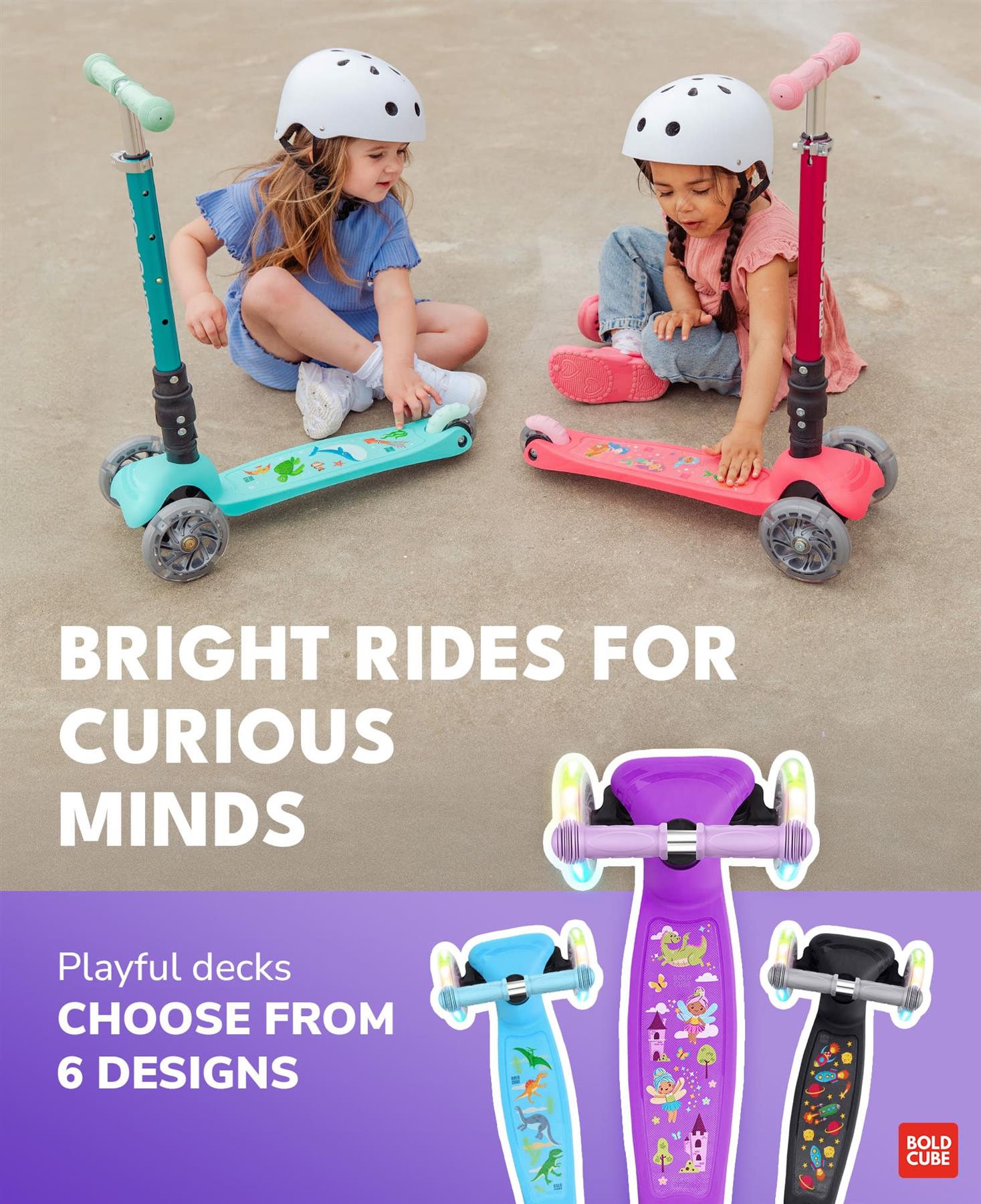 Boldcube Teeny Fold 3 Wheel Scooter - Unicorn