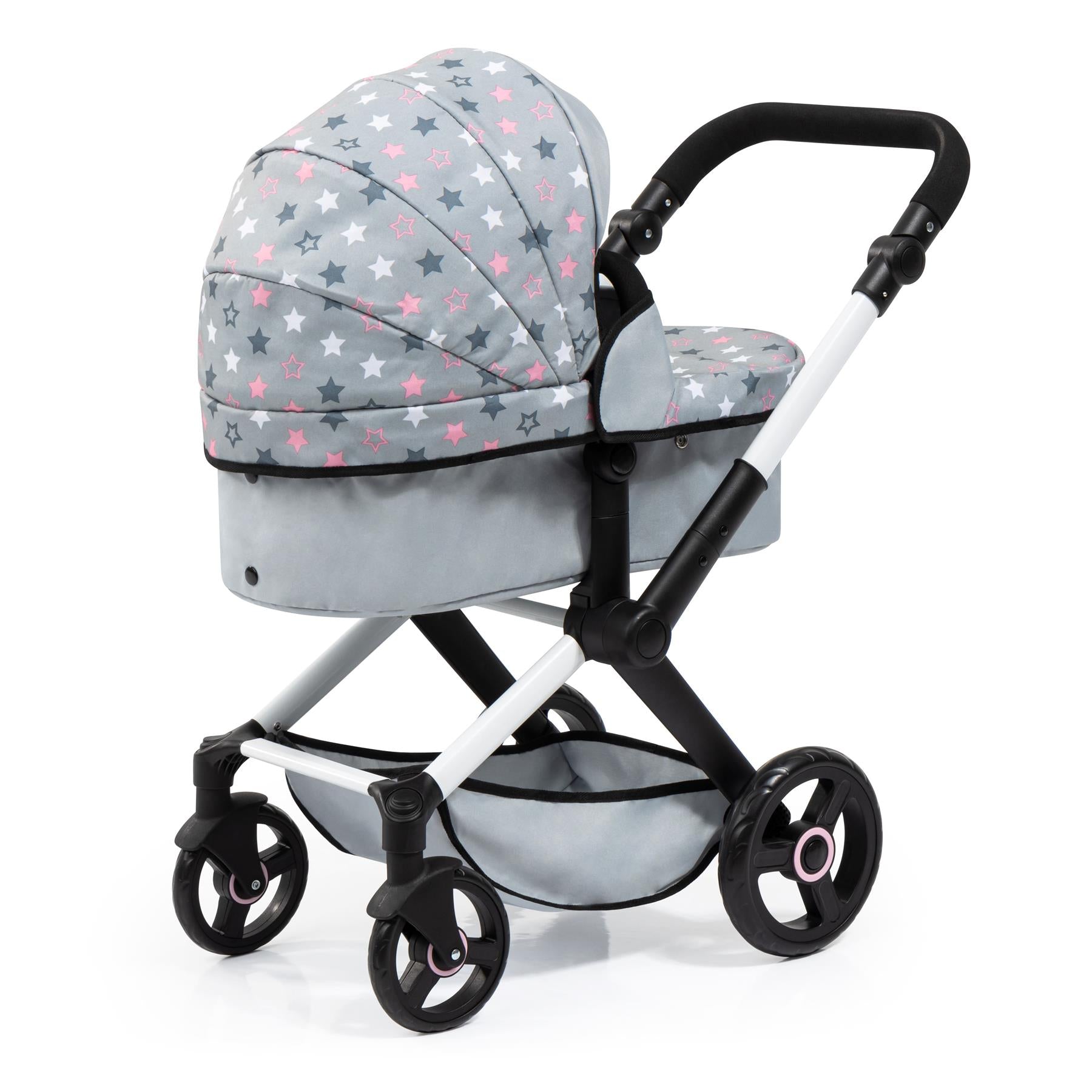Bayer Dolls Pram Xeo - Pink and Grey stars