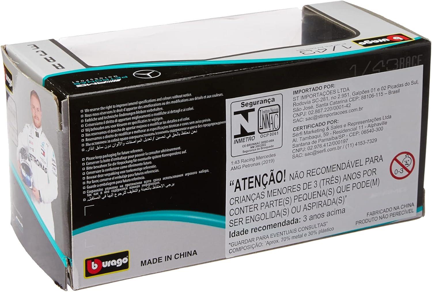 Bhurago Formula 1 1:43 Die-Cast Scale Race Car - AMG Petronas