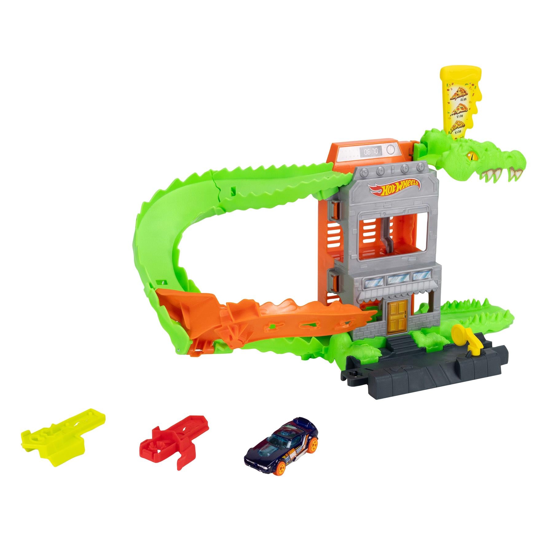 Hot Wheels City Croc Pizza Attack Playset & 1:64 Scale Toy Car