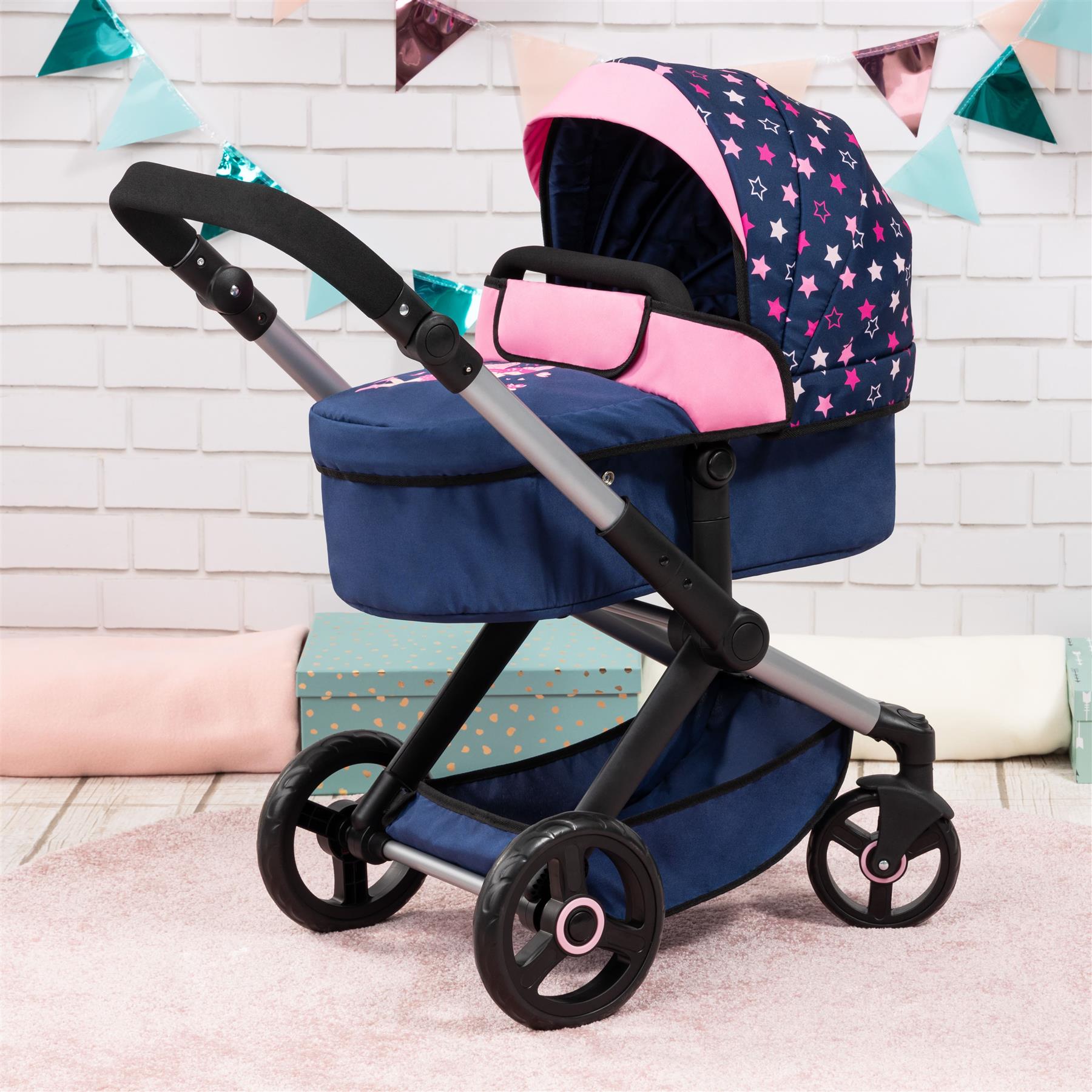 Bayer Doll Pram Xeo - Navy & Pink