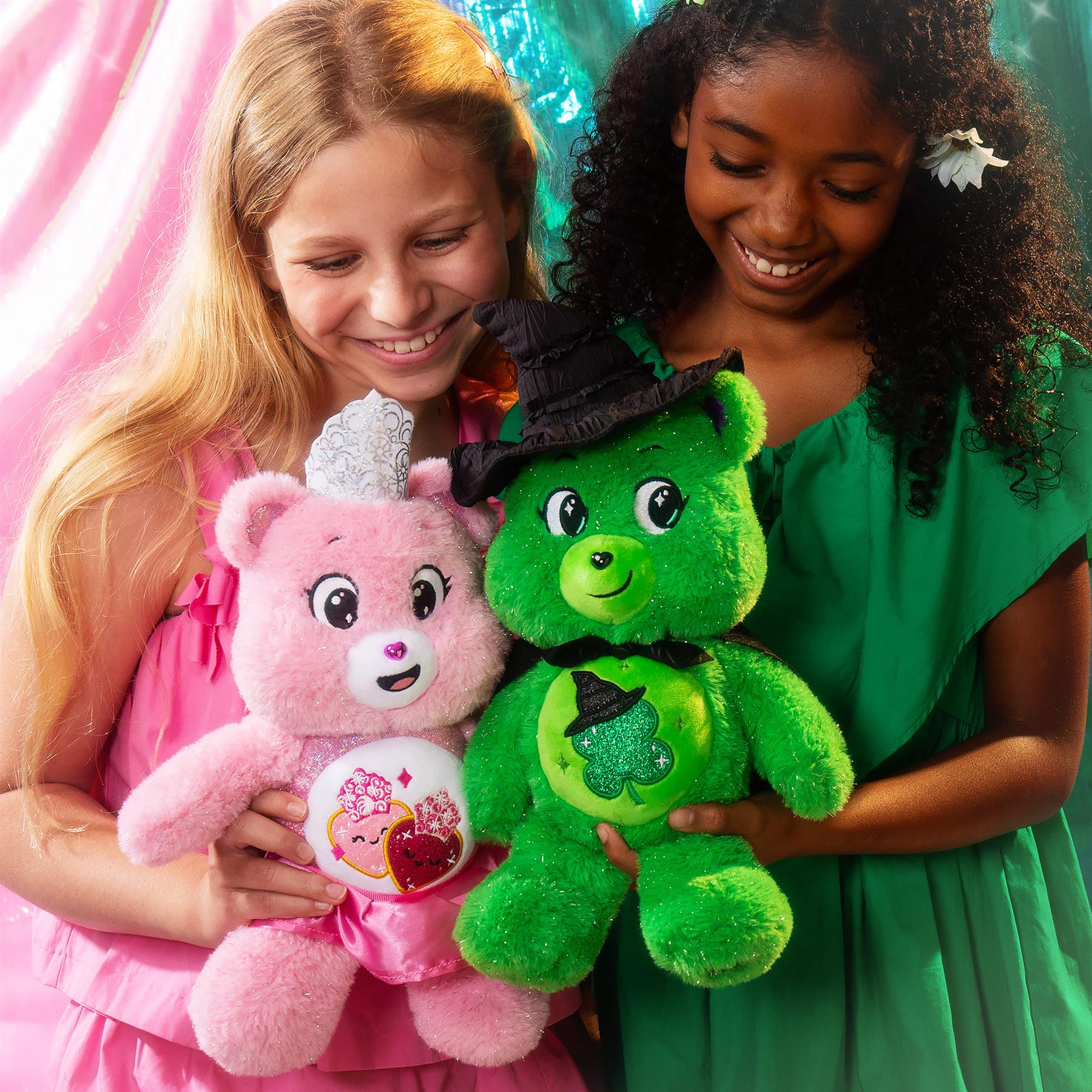 Care Bears Wicked Movie Plush - Love-a-Lot Bear as Glinda & Good Luck Bear as Elphaba