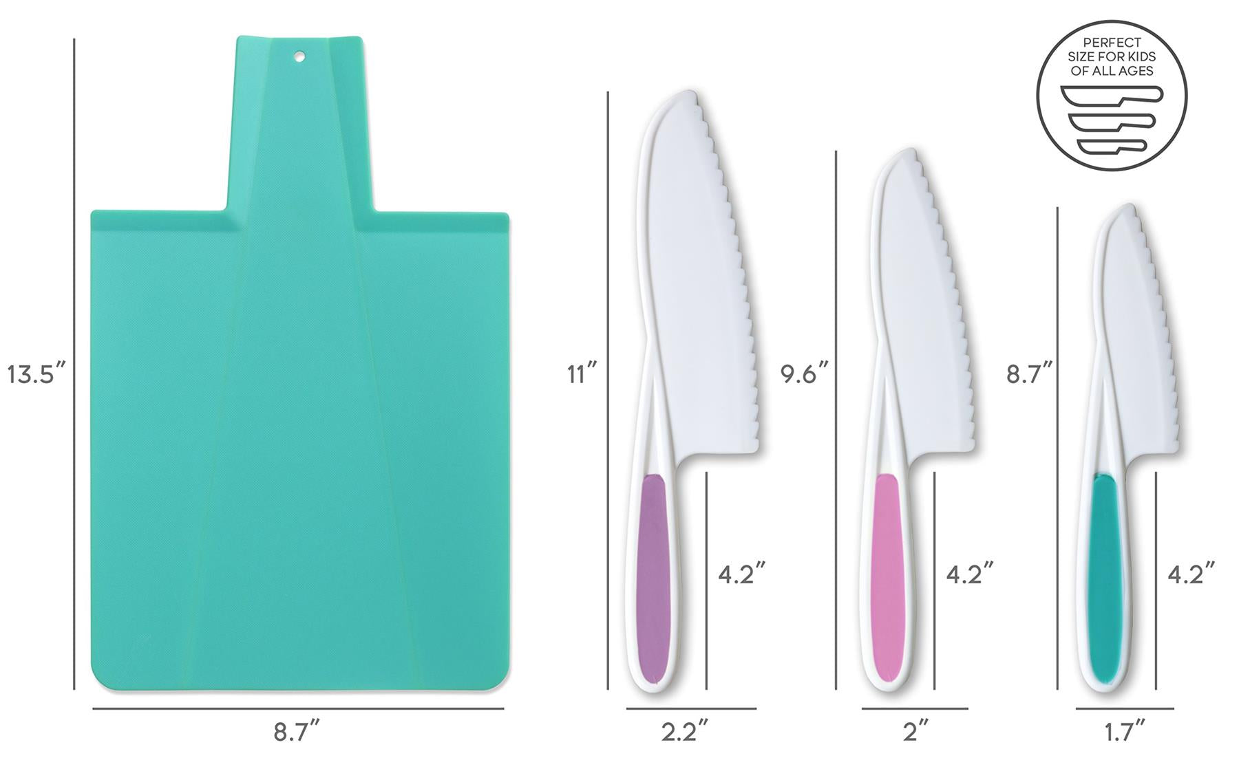 Tovla Jr. Montessori Premium Nylon Knives & Foldable Cutting Board Set