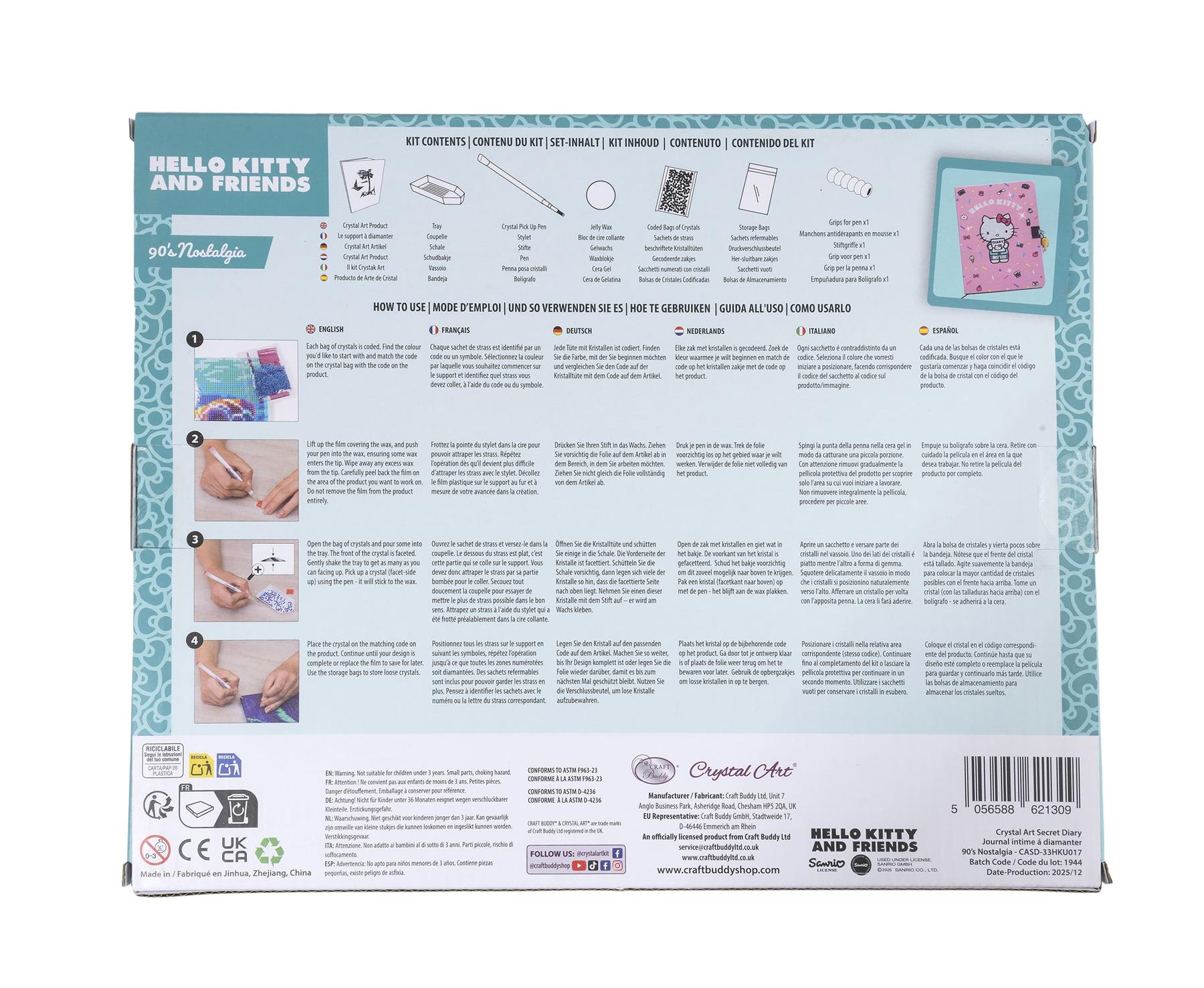 Hello Kitty and Friends Diary Crystal Art Secret Diary