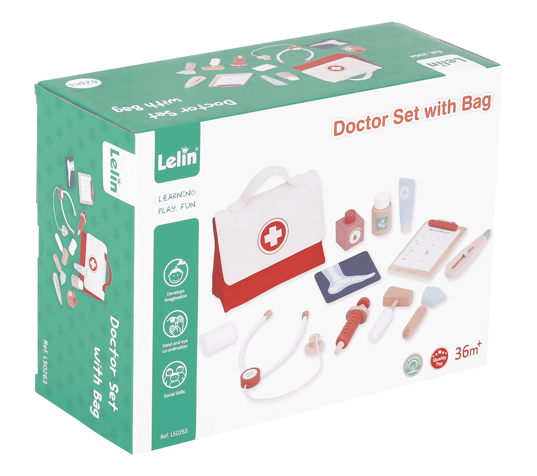 Lelin Wooden Doctor Set with Bag Playset