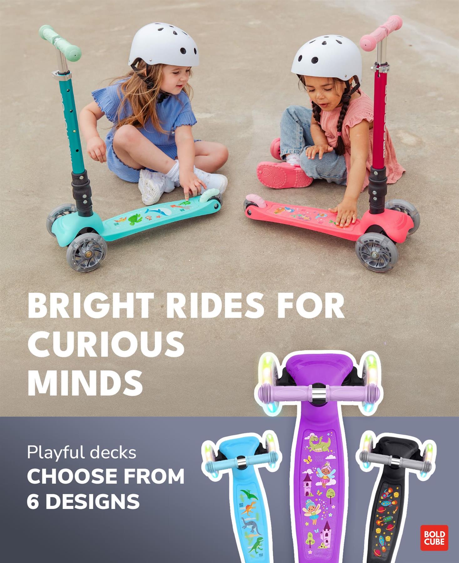 Boldcube Teeny Fold 3 Wheel Scooter - Rocket