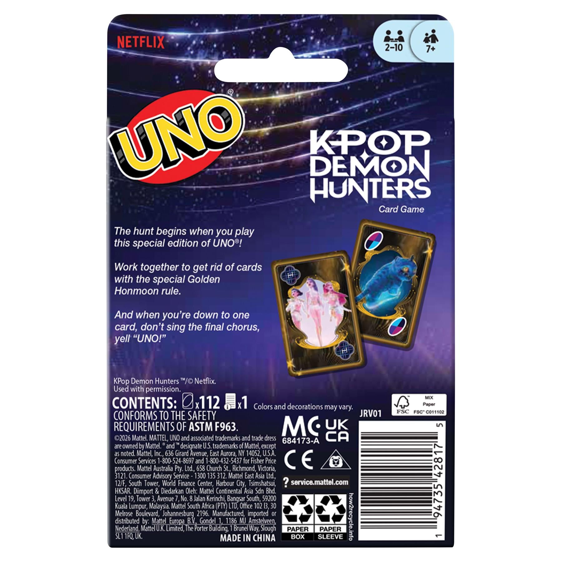 UNO K-Pop Demon Hunters Card Game