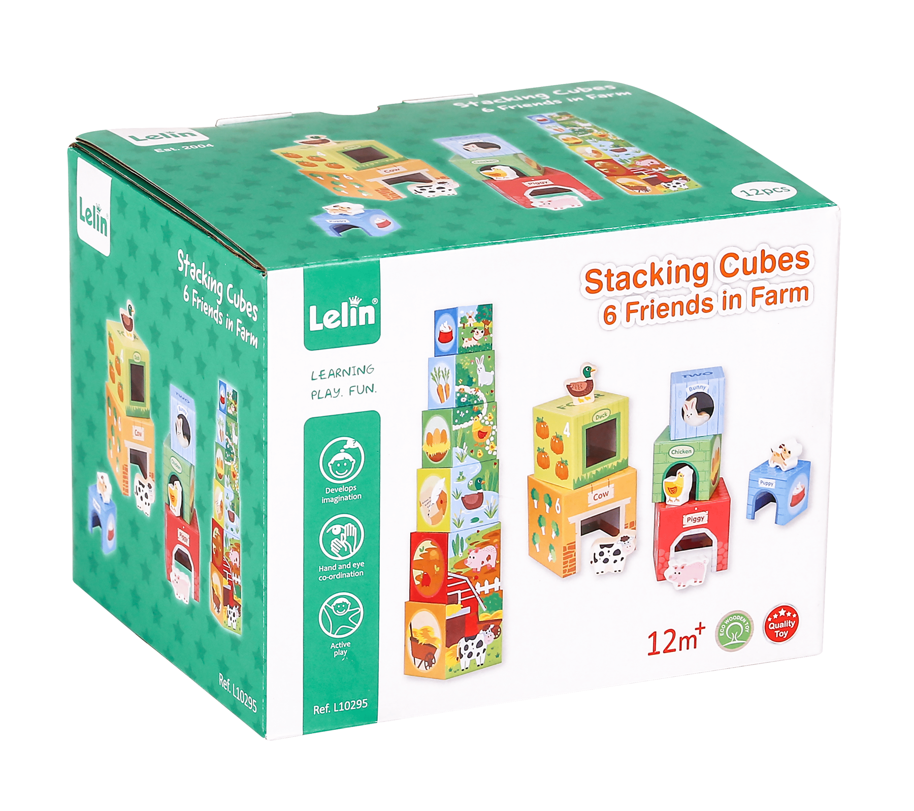 Lelin Wooden Stacking Cubes - Farm Animals