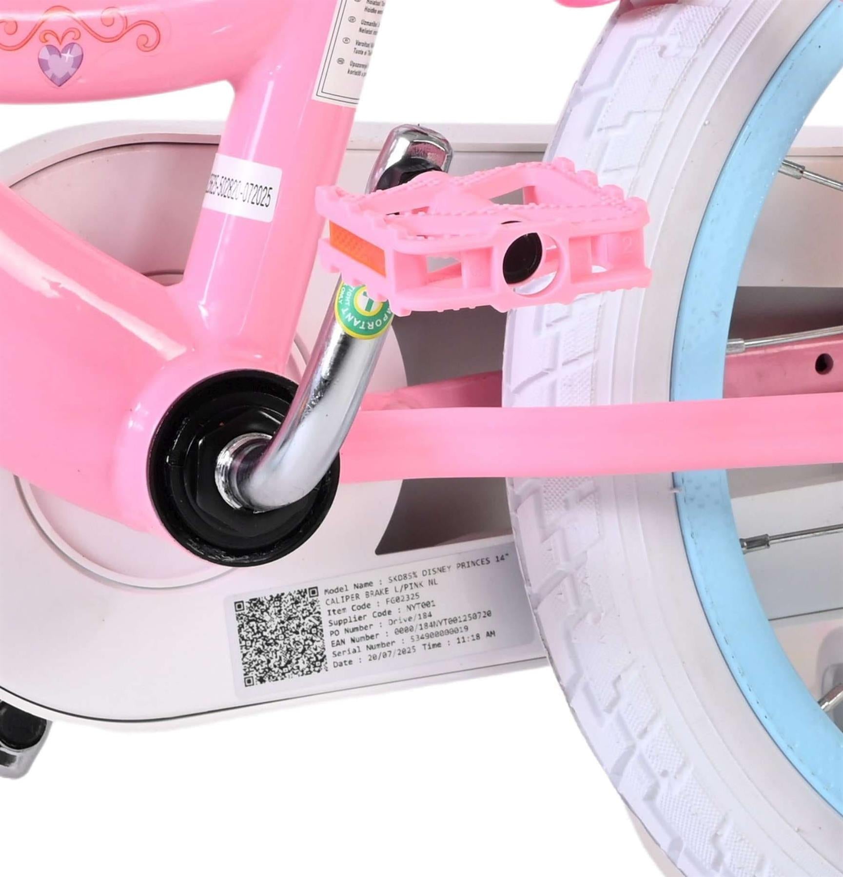 Disney Princess Children's 14 Inch Two Hand Brake Bike - Pink