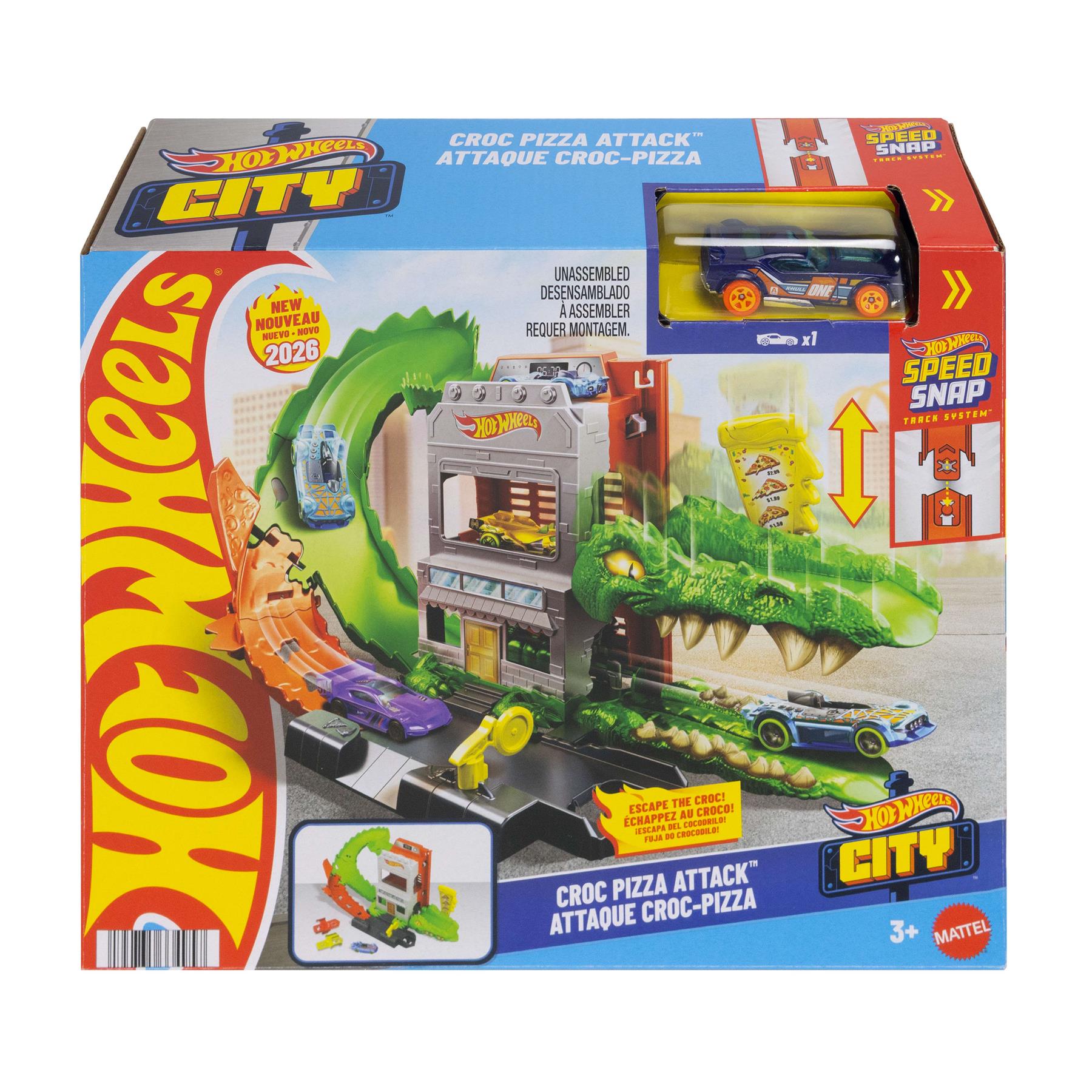 Hot Wheels City Croc Pizza Attack Playset & 1:64 Scale Toy Car