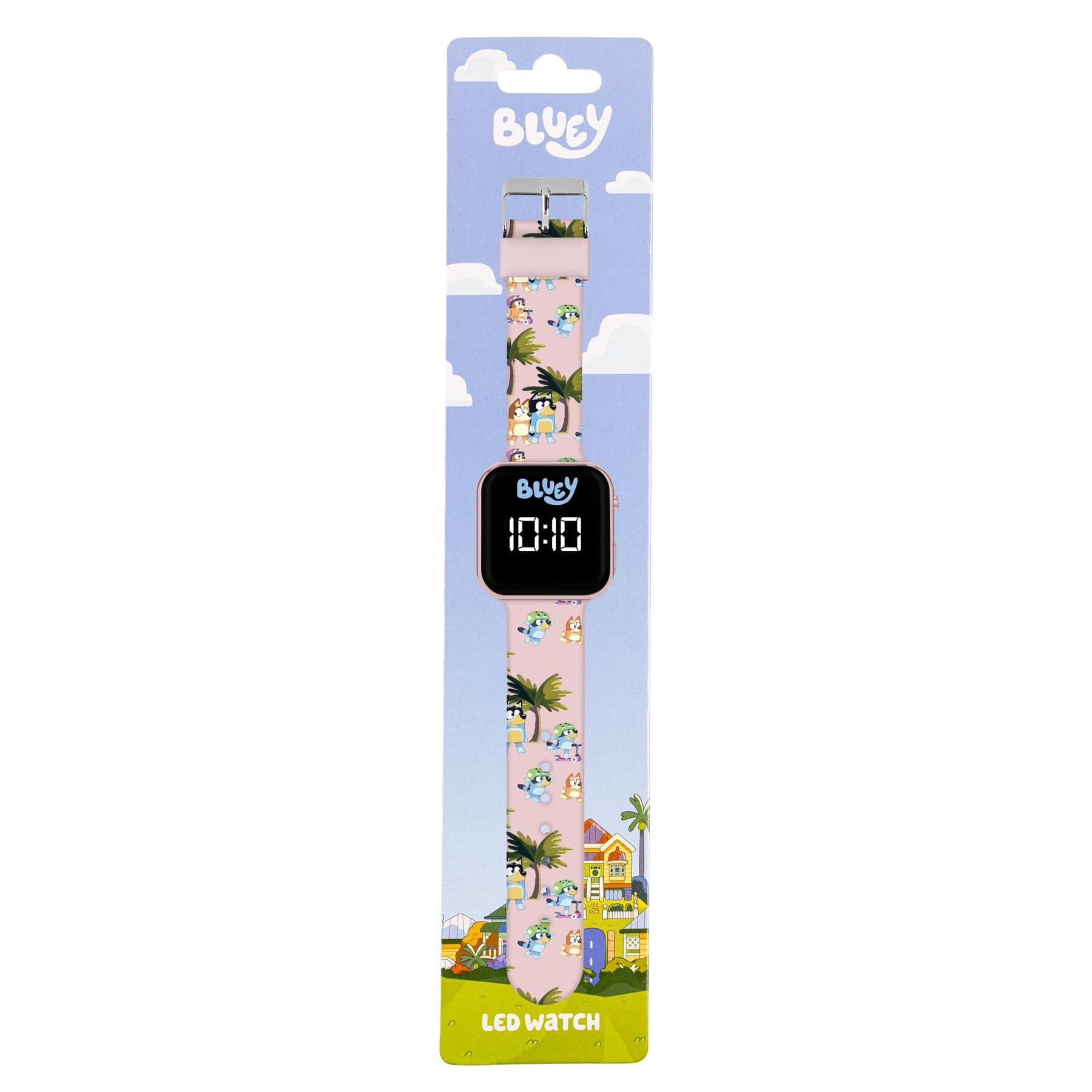 Bluey Pink Printed Strap Led Watch