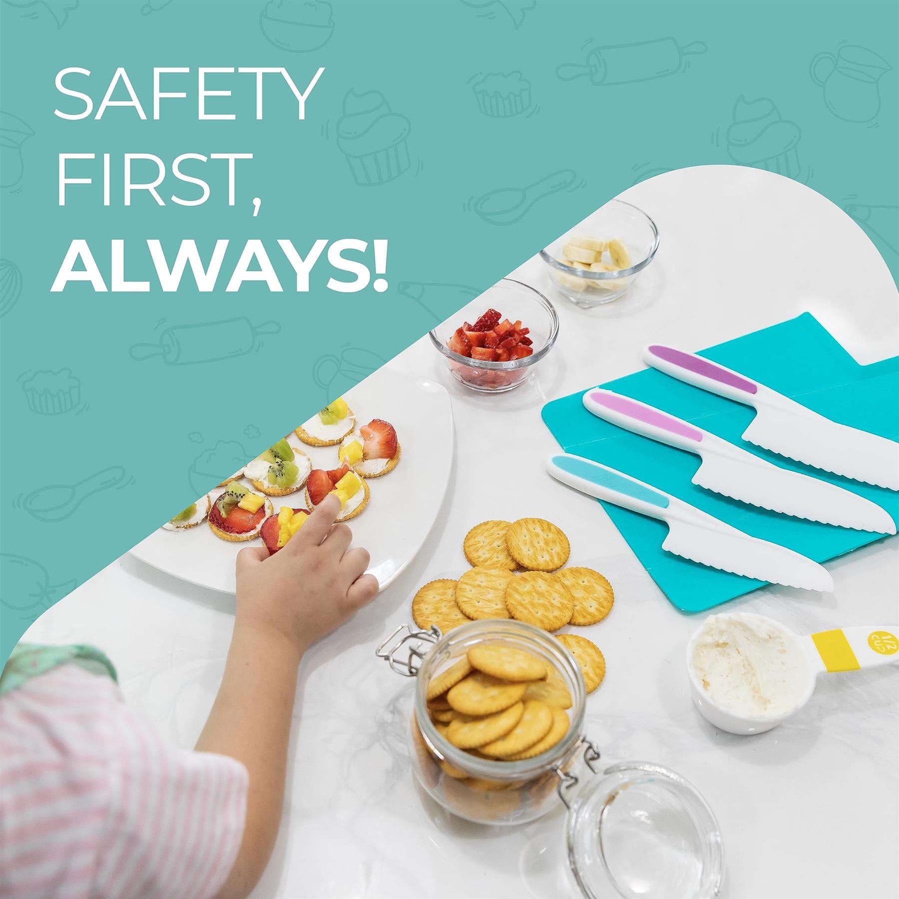 Tovla Jr. Montessori Premium Nylon Knives & Foldable Cutting Board Set