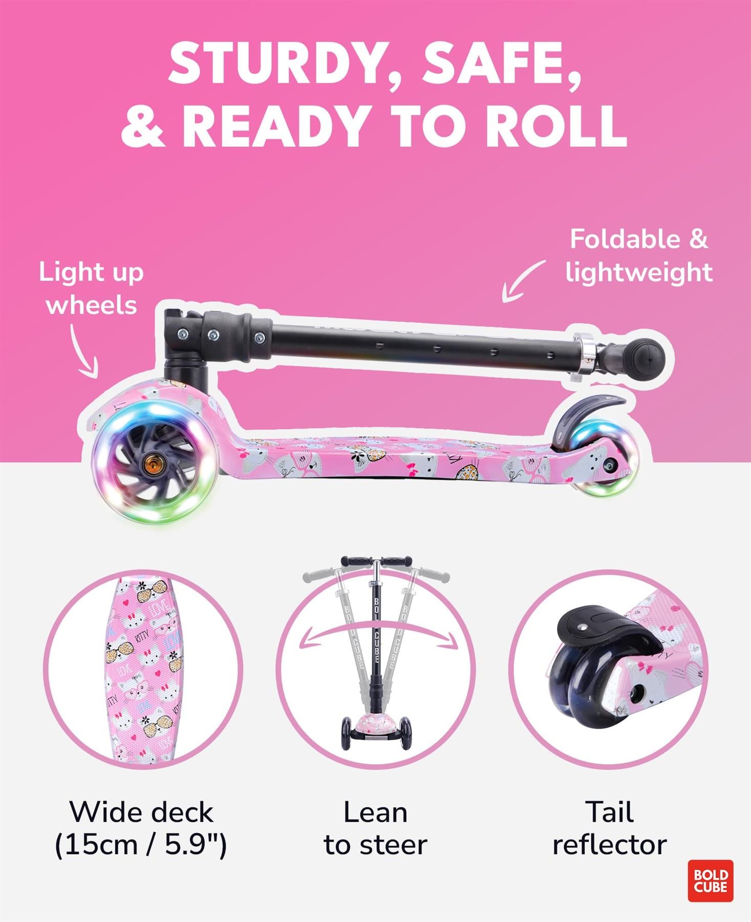 Boldcube Big 3 Wheel Scooter - Kitty Love