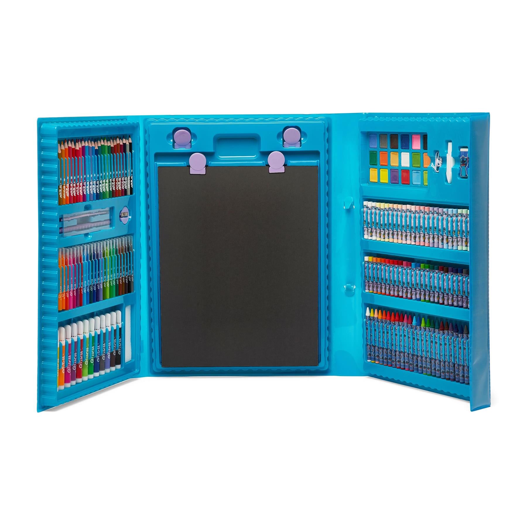 Disney Stitch 162 Piece Childrens Easel Set with Whiteboard, Chalkboard & Accessories
