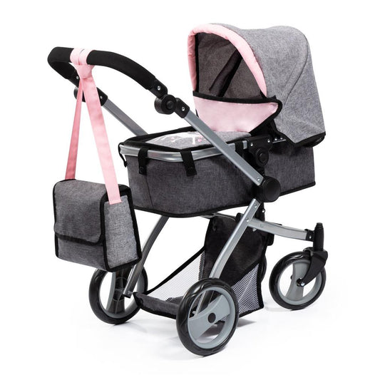 Bayer Doll Pram City Star Mega Set - Pink & Gray