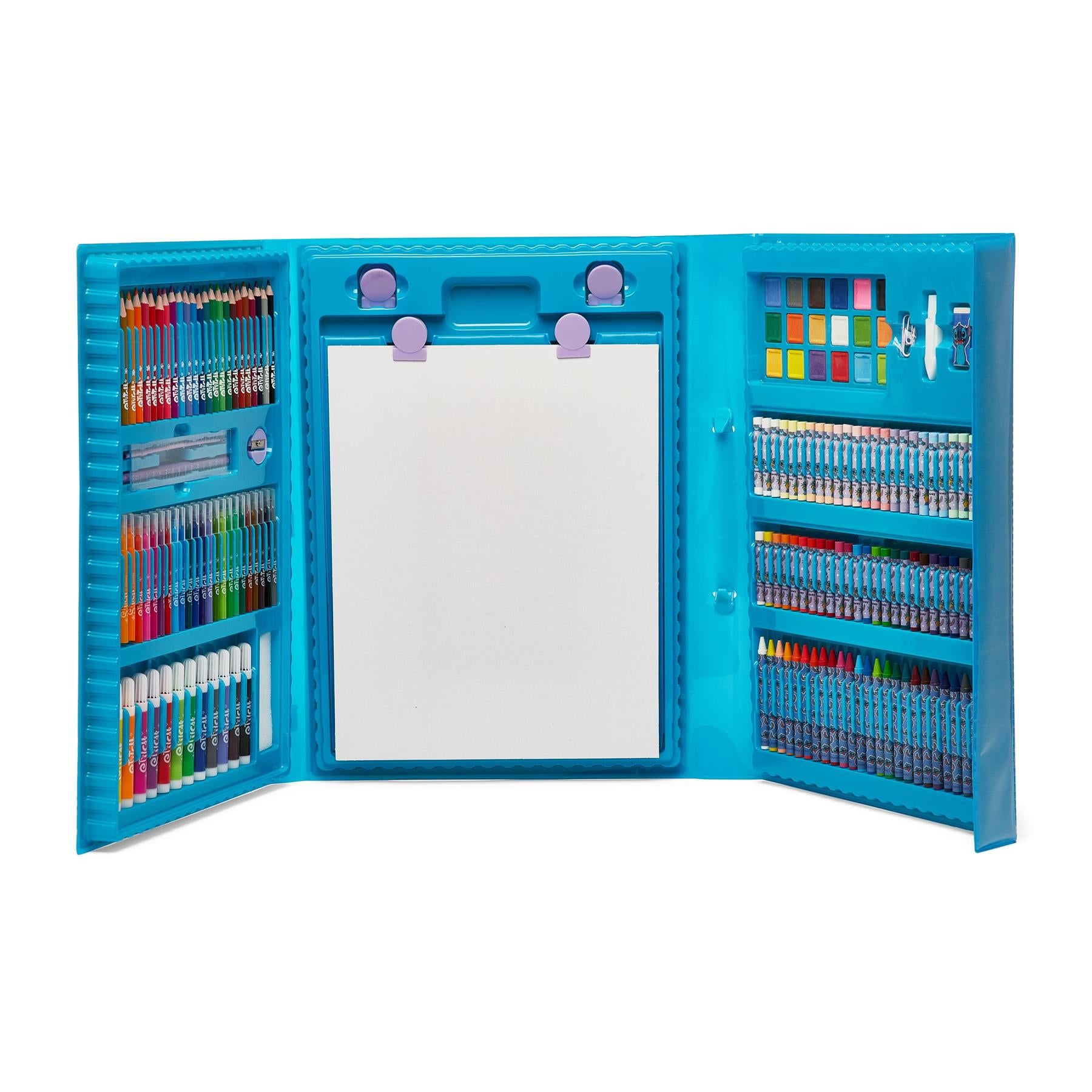 Disney Stitch 162 Piece Childrens Easel Set with Whiteboard, Chalkboard & Accessories