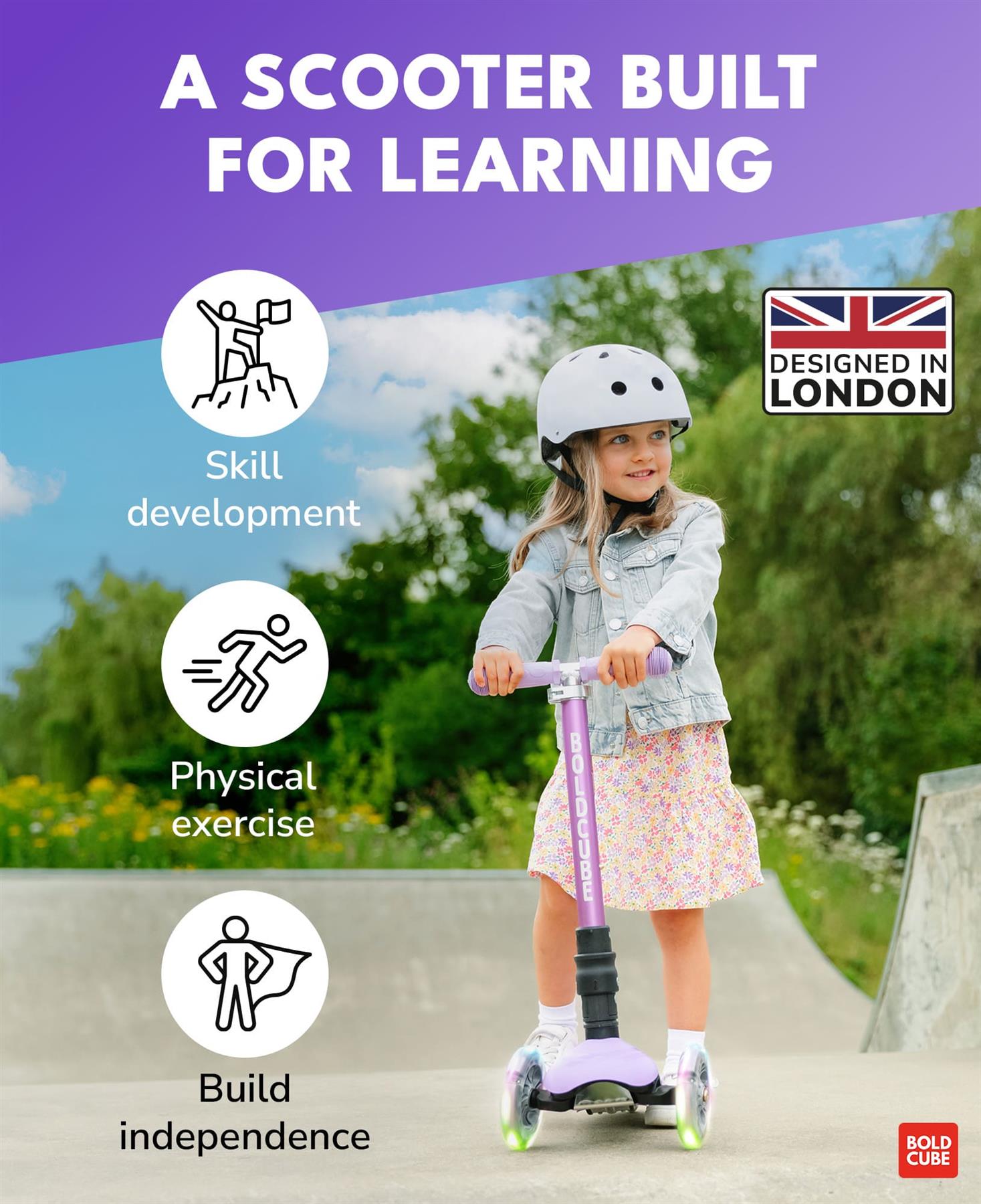 Boldcube Teeny Fold 3 Wheel Scooter - Unicorn