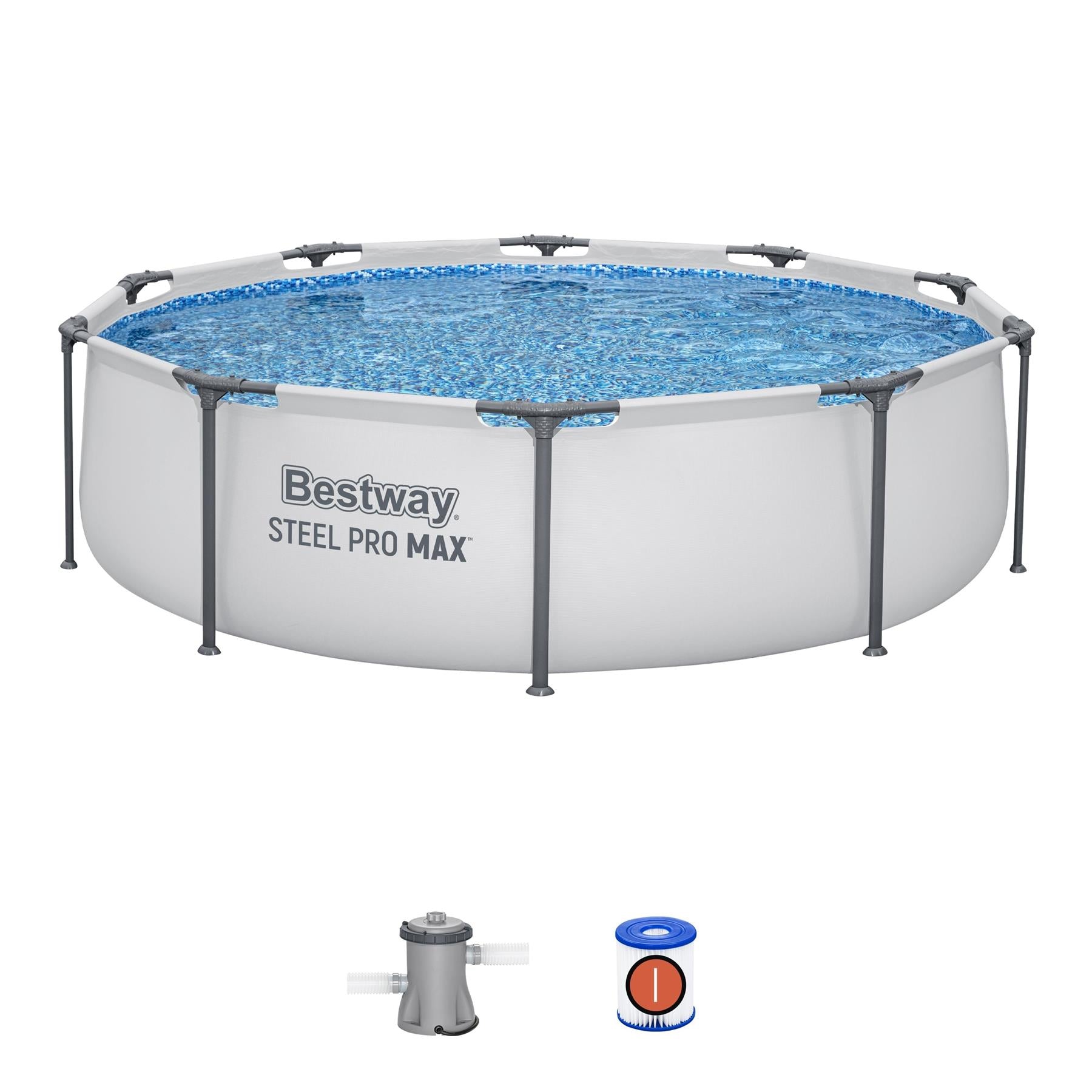 Bestway 10' x 30" Steel Pro Max Frame Pool with Filter Pump