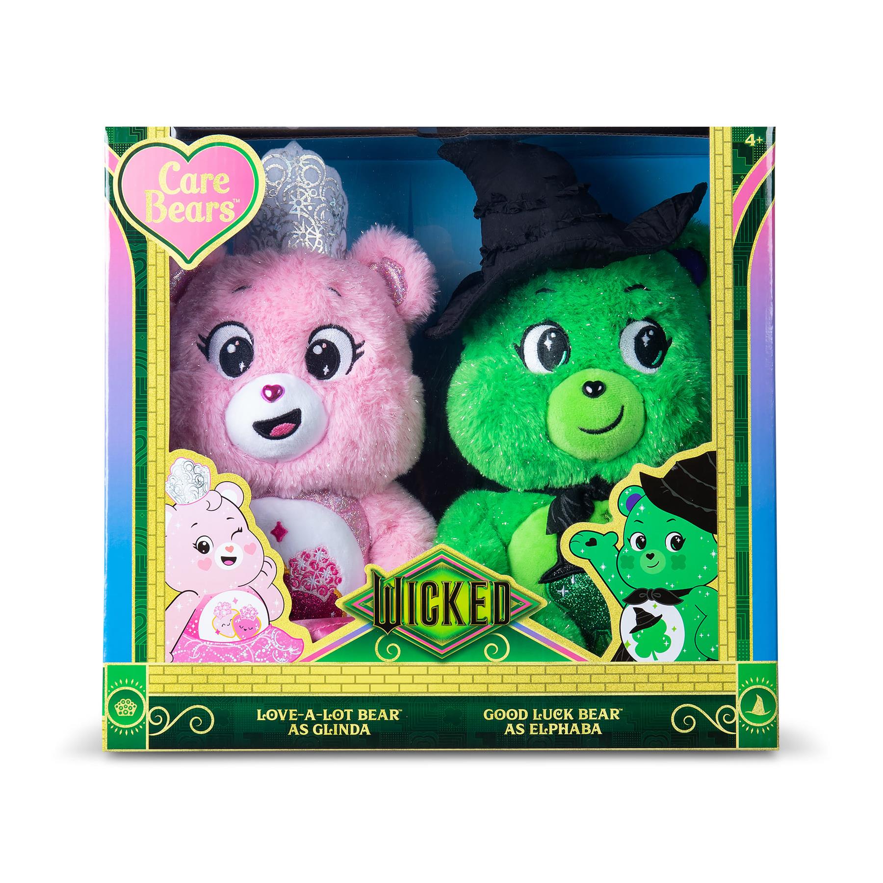 Care Bears Wicked Movie Plush - Love-a-Lot Bear as Glinda & Good Luck Bear as Elphaba
