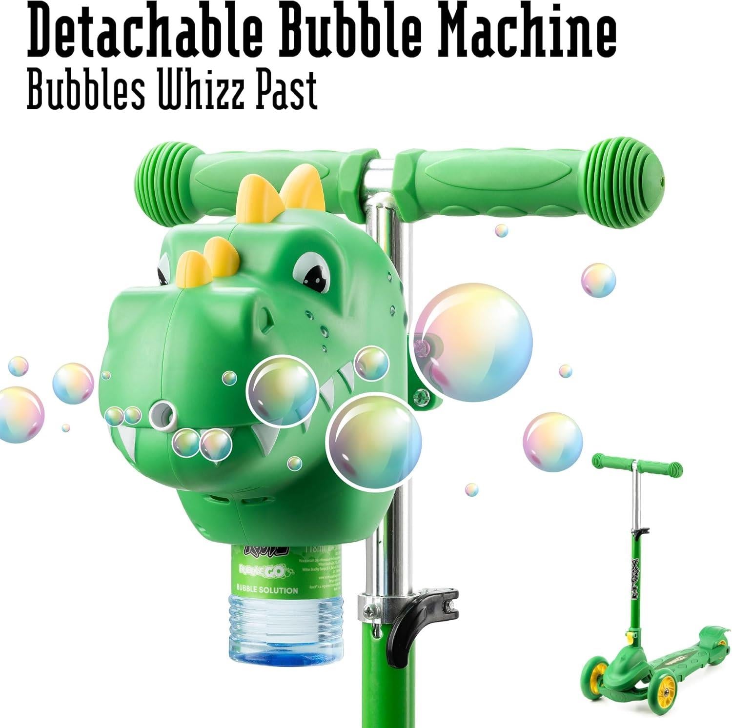 Xootz Bubble Go Dinosaur Tri-Scooter - Green