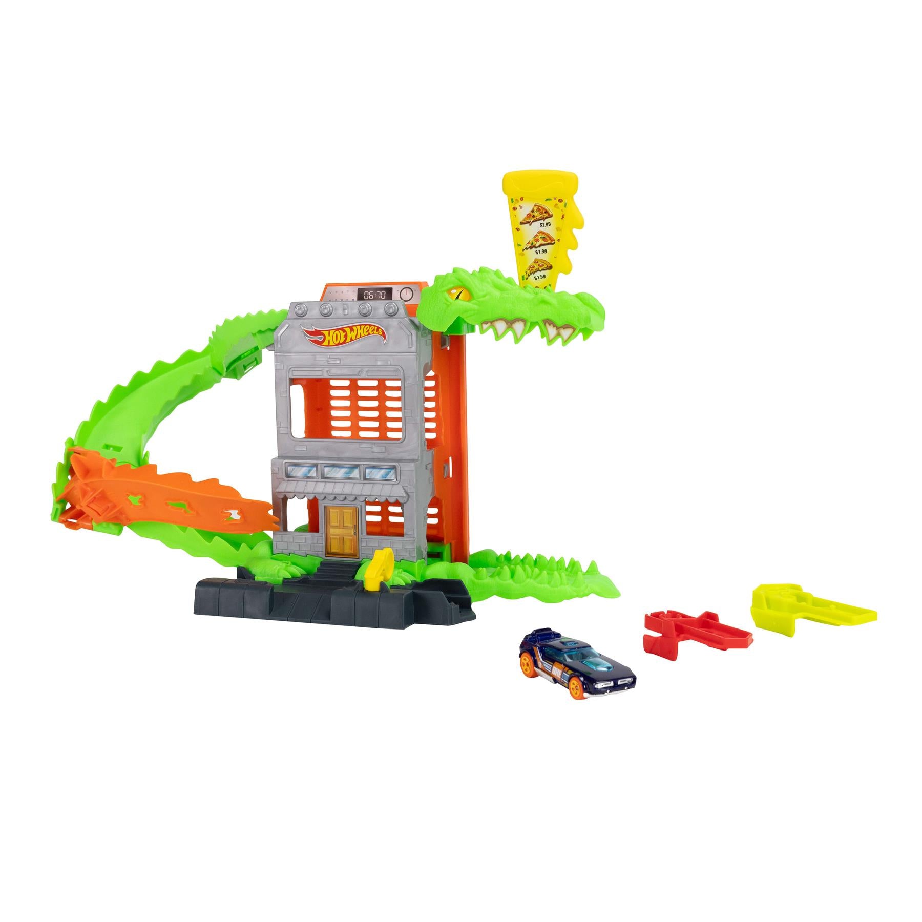 Hot Wheels City Croc Pizza Attack Playset & 1:64 Scale Toy Car