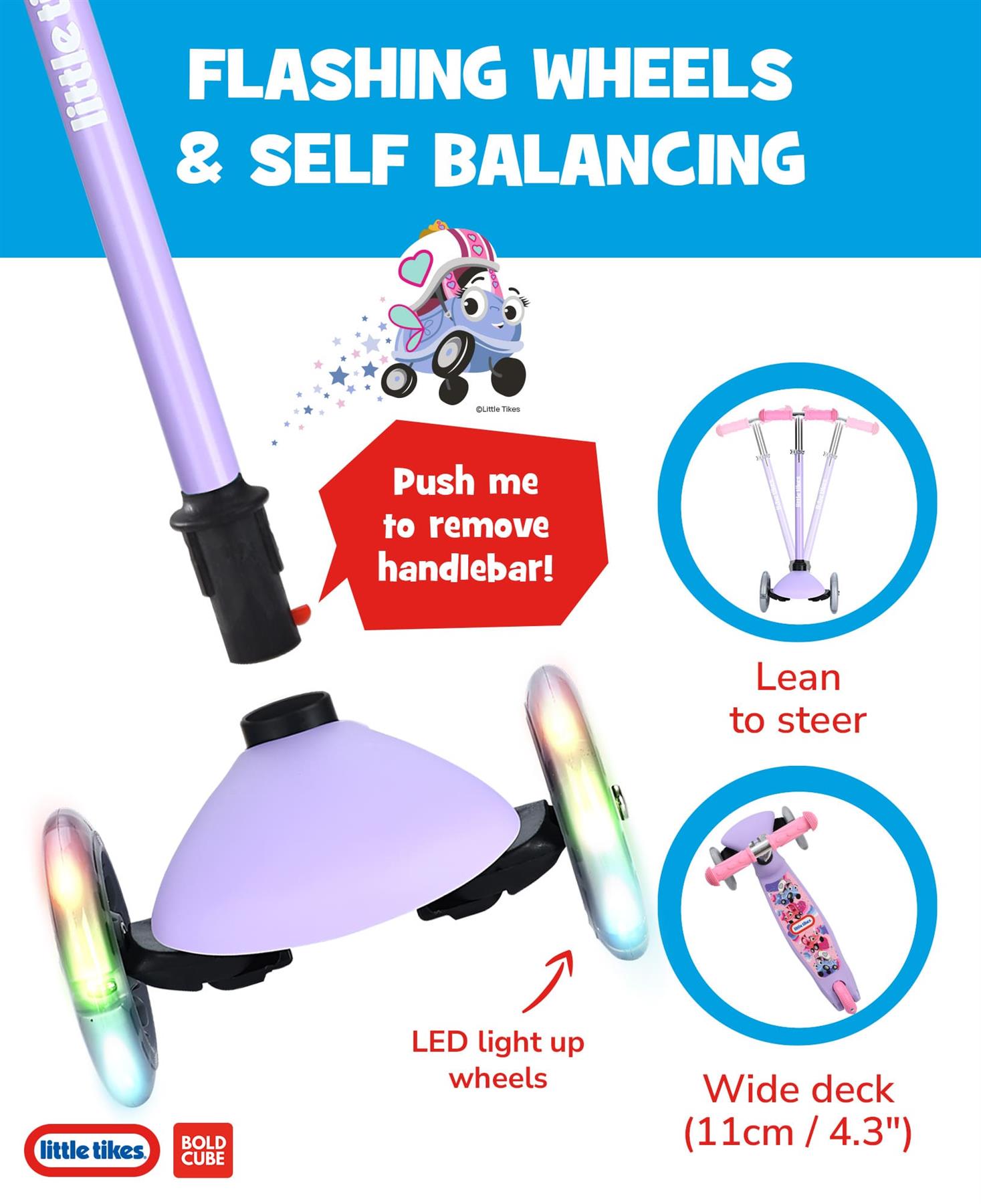 Little Tikes Kids 3 Wheel Scooter - Purple & Pink