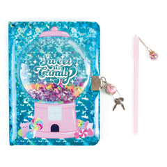 Three Cheers For Girls Bubble Gum Glitter Locking Journal