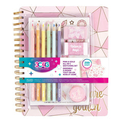 Three Cheers For Girls Pink & Gold All-In-1 Sketching Set
