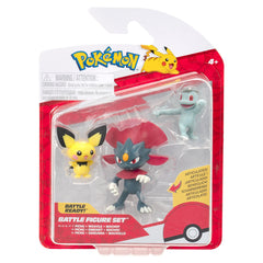 Pokémon Battle Figure Set  Pichu -Weavile -Machop