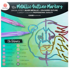 DecoTime 12 Metallic Outline Aqua Markers