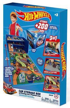 Hot Wheels Cars Storage Box with Parking Lot and Playmat Area