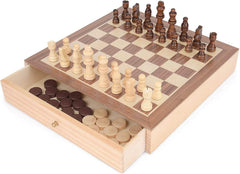 Toyrific 2in1 Wooden Chess and Draughts Board Game