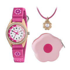 Tikkers Pink Flower Watch, Necklace and Purse Gift Set