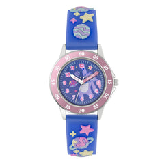 Disney Lilo & Stitch Purple Time Teacher Galaxy Strap Analogue Watch