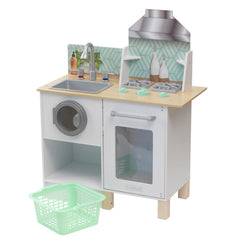 KidKraft Wooden Whisk & Wash Play Kitchen & Laundry