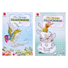 DecoTime 24 Page Illustrated A4 Colouring Book - Pack of 2