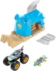 Hot Wheels Monster Truck Pit and Launcher Playset  - Team shark wreak