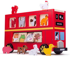 Bigjigs Red Wooden Bus Sorter
