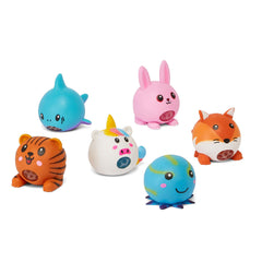 Toy Mania 6 Assorted Squeeze Animal Characters with waterbead